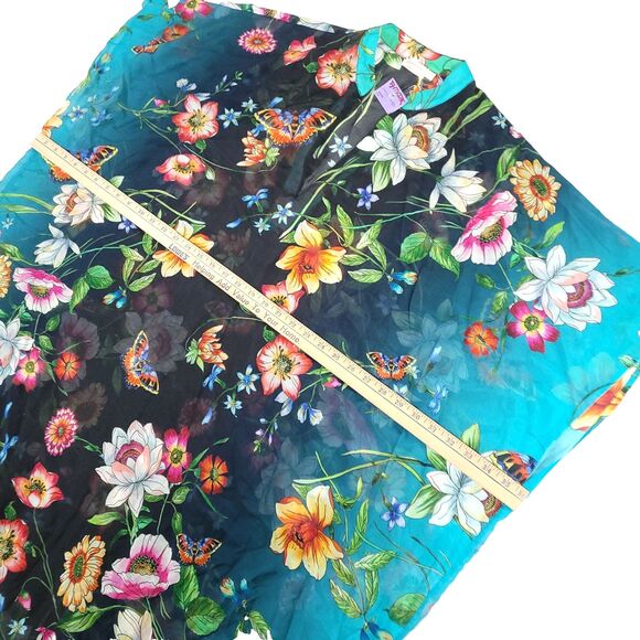 Johnny Was Ombre Garden Swim Cover Up S/M Black NWT Beach Kaftan Boho Floral - Picture 4 of 5